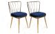 Lot de 2 chaises Gino Métal Or et Velours Bleu foncé