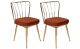 Lot de 2 chaises Gino Métal Or et Velours Rouge