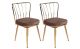 Lot de 2 chaises Gino Métal Or et Velours Marron clair