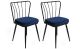 Lot de 2 chaises Gino Métal Noir et Velours Bleu foncé