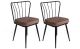 Lot de 2 chaises Gino Métal Noir et Velours Marron clair