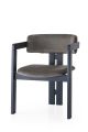 Chaise style vintage moderne Vladmir Velours Anthracite et Bois massif Noir