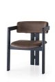 Chaise style vintage moderne Vladmir Velours Marron et Bois massif Noir