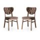 Lot de 2 chaises de salle à manger Yves Tissu Marron et Bois foncé