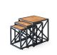 Lot de 3 tables d'appoint gigognes style industriel Dilla Bois foncé et Noir