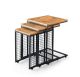 Lot de 3 tables d'appoint gigognes style industriel Kalyo Bois foncé et Noir