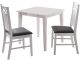 Ensemble table à manger et 2 chaises Folla Pin massif Blanc et Tissu Gris foncé