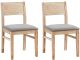 Lot de 2 chaises style minimaliste Vinan Bois massif Naturel et Tissu Gris