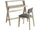 Ensemble bureau et chaise Patric L94cm Bois massif clair et Velours Gris