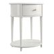 Table de chevet ovale moderne 1 tiroir Lawra L55cm Bois massif Blanc