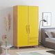 Armoire penderie Firmo L100 x H190 cm Panneau Mélaminé finition Chêne et Jaune