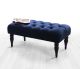 Banc Dugon L92cm Bois Noir et Velours Bleu marine