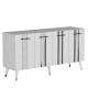 Buffet Cayman L150xH80cm Blanc avec bandes Argent