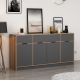 Buffet Mui L180xH90cm Bois foncé et Anthracite