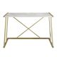 Bureau simple Chiaki 120x75cm Bois Blanc effet marbre et Métal Or