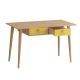 Bureau style scandinave 2 tiroirs Svala Jaune et Chêne clair