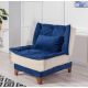 Chaise / Fauteuil convertible Lefkada Tissu Blanc crème et Bleu foncé