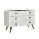 Commode 3 tiroirs Jentes H80,3cm Bois Naturel et Blanc