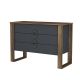 Commode 3 tiroirs Wirada H76cm Bois Naturel et Anthracite