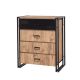 Commode 4 tiroirs Permixtio 90cm Métal Noir et Bois Naturel