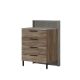 Commode 4 tiroirs Rivaku H90cm Bois et Gris