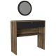 Console 1 tiroir L90cm et miroir Ø44cm Novis Noir et Bois