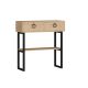 Console 2 tiroirs Naihi L90cm Métal Noir et Bois foncé