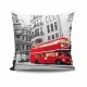 Coussin Carnaby 43x43cm Tissu Motif Bus londonienne Rouge, Noir et Blanc