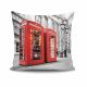 Coussin Carnaby 43x43cm Tissu Motif cabine téléphonique londonienne Rouge, Noir et Blanc