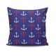 Coussin Cruser 43x43cm Tissu Motif Ancre Rouge, Blanc et Bleu