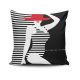 Coussin Cruser 43x43cm Tissu Motif Femme avec maillot Noir, Blanc et Rouge