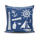 Coussin Crusern 43x43cm Tissu Motif Nautique Bleu et Blanc