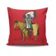 Coussin Hawk 43x43cm Tissu Motif Chevalier indien fond Rouge