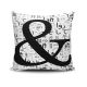 Coussin Mika 43x43cm Tissu Motif Lettre de différents longues Noir et Blanc