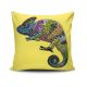 Coussin Vinoe 43x43cm Tissu Motif Caméléon fond Jaune