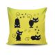 Coussin Vinoe 43x43cm Tissu Motif Chats Noir et Jaune