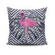 Coussin Vinoe 43x43cm Tissu Motif Flamant Rose, Noir et Blanc