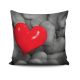 Coussin Zemra 43x43cm Tissu Motif Cœurs Noir, Gris et Rouge