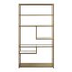 Bookcase with 5 Shelves in Glass and Faux Marble with Frame in Metal Brass