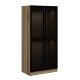 Dressing avec tringles Antipaxos L90xH210cm Bois clair et Verre fumé Noir