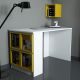 Ensemble bureau et 5 niches Officila Blanc et Jaune