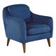 Fauteuil Ashild Pin massif Marron et Tissu Bleu foncé