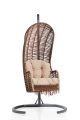 Fauteuil suspendu simple Cheska Rotin Marron et Tissu Beige