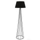 Lampadaire pied filaire cône Accena 155cm Métal Gris et Tissu Noir