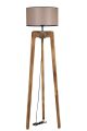 Lampadaire Riley H170cm Bois massif Naturel et Tissu Beige