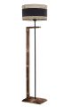 Lampadaire Soleta H165cm Métal Effet Bois foncé, Tissu Noir et Rotin Beige