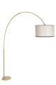 Lampadaire télescopique réglable Arcus 155cm Tissu Blanc Crème et Métal Or