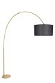 Lampadaire télescopique réglable Arcus 155cm Tissu Noir et Métal Or