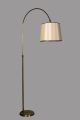 Lampadaire télescopique réglable Huib H200cm Tissu Beige et Métal Or