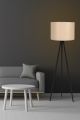 Lampadaire trépied à abat-jour Luce Ø38 x H145 cm MDF Polypropylène Noir Crème